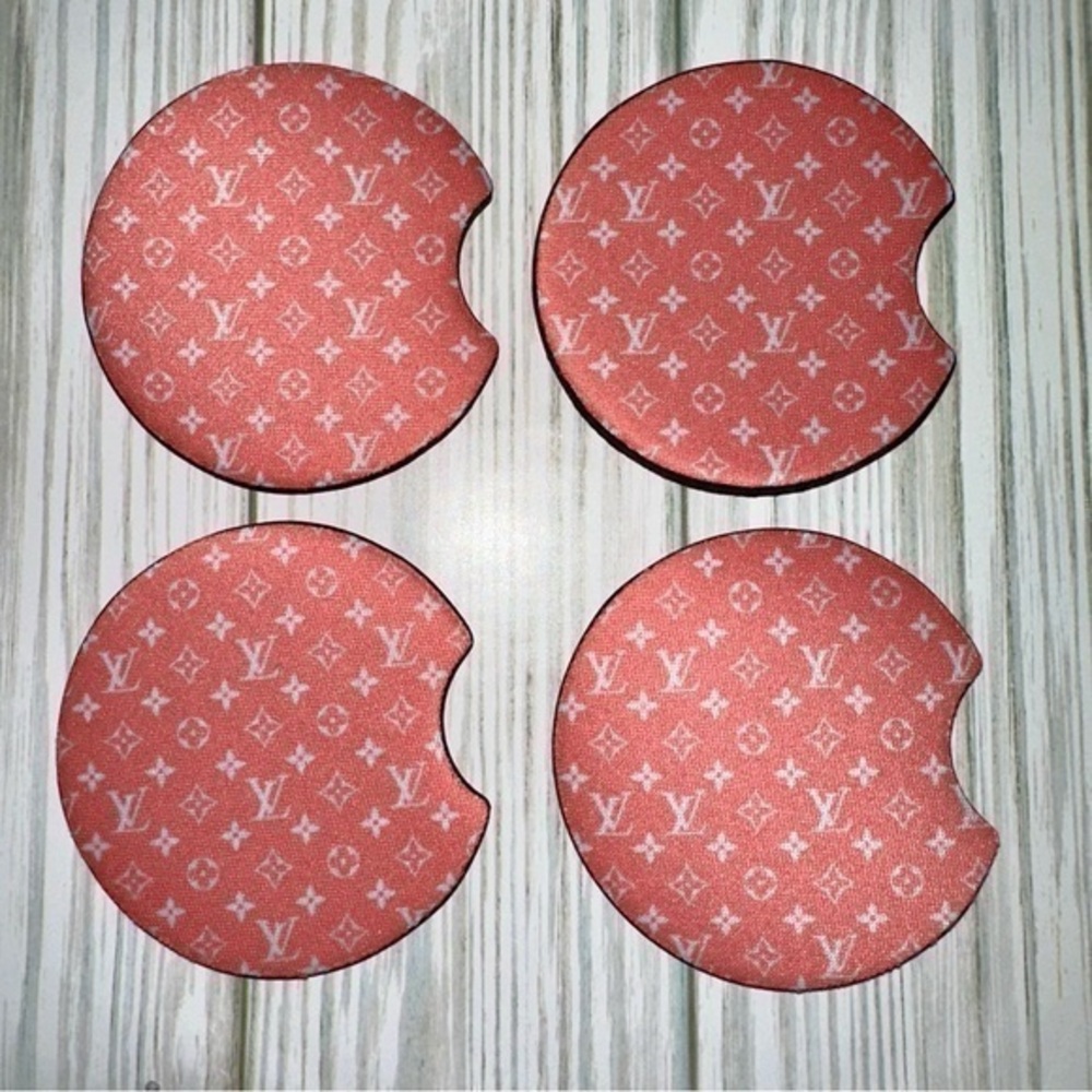 LV Louis Vuitton pink car coaster 4pack new